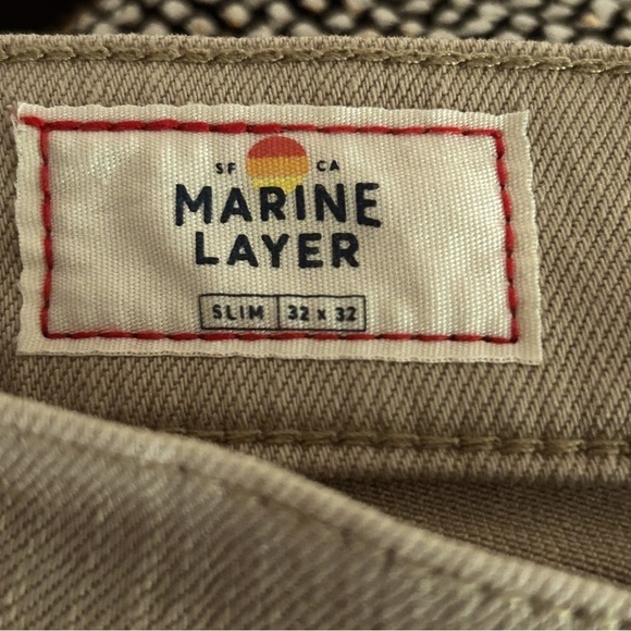 Marine Layer 5 Pocket Slim Fit Pant in Khaki | Size 32x32 - Picture 11 of 14